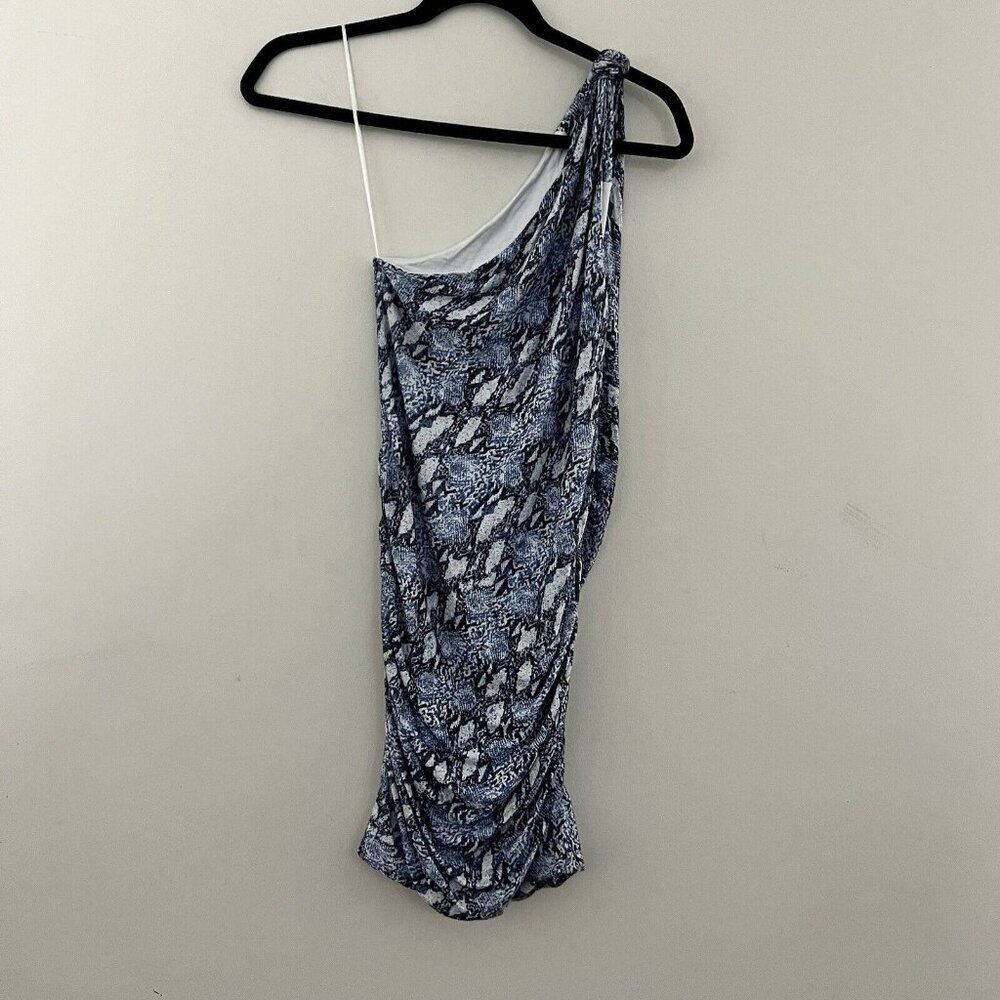Generation Love NWOT One Shoulder Blue Snake Print Body Con Ruche MiniDress XS